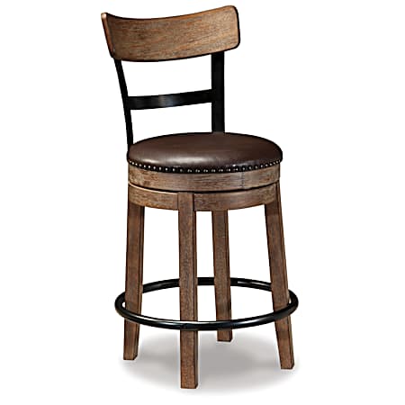 37 in. Pinnadel UPH Swivel Barstool - Light Brown