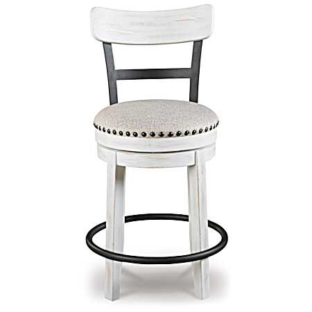 37 in.Valebeck UPH Swivel Barstool - White