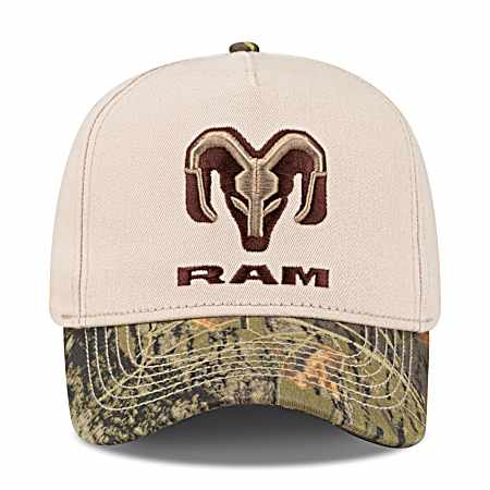 Men's Beige 3D Ram Camo Visor Cap