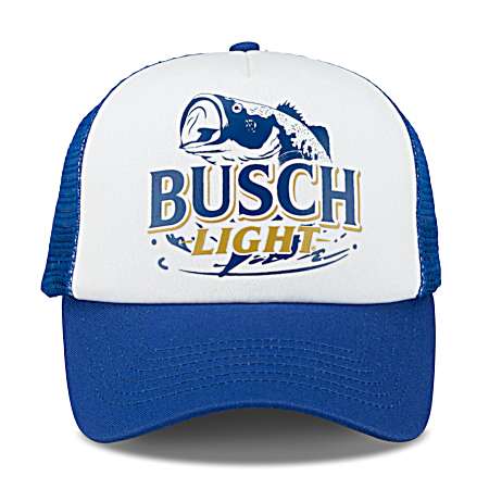 Men's White Busch Light Fish Trucker Cap