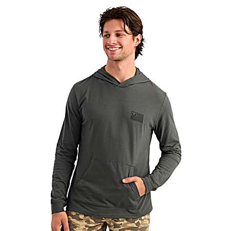 Men's Dark Shadow Bars Long Sleeve Hooded Shirt