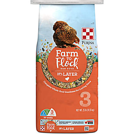 Farm to Flock Hen Food 18% Layer - 25 Lbs