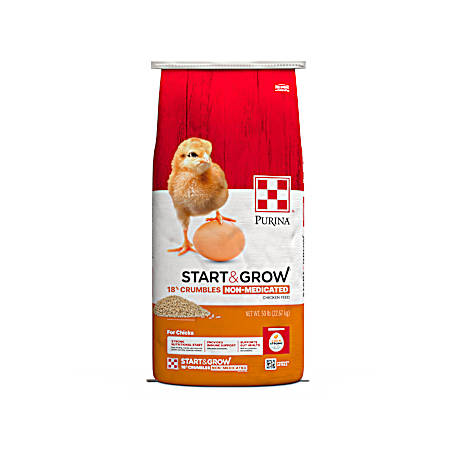 Start & Grow 18% Crumbles Non-Medicated Chicken Feed - 50 Lbs