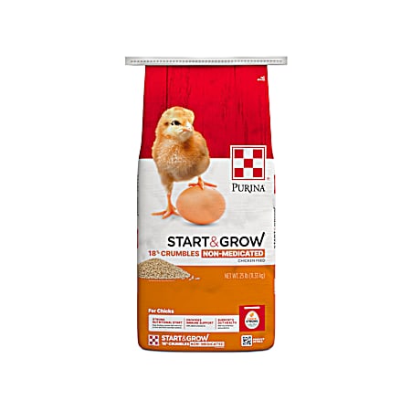 Start & Grow 18% Crumbles Non-Medicated Chicken Feed - 25 Lbs
