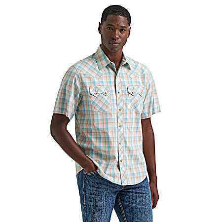 Men's Retro Western Button Front Short Sleeve Shirt
