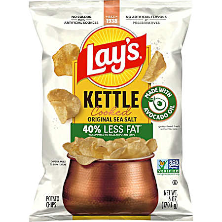 Potato Chips Kettle Cooked Reduced Fat Original Sea Salt Avocado Oil - 6 oz