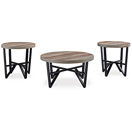 Deanlee Occasional Table Set - Grayish Brown/Black