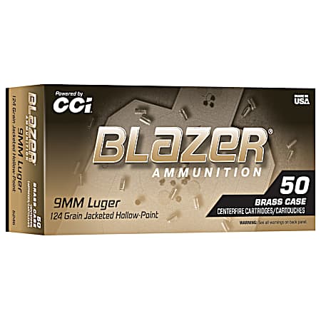 Blazer Brass 9MM LUGER 124GR JHP - 50 Rounds