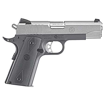 Ruger 6722 SR1911 Commander-Style 9mm Luger 9+1 4.25 Stainless Steel Barrel, Low-Glare Stainless Serrated Steel Slide, Tungsten Gray Cerakote Aluminum Frame w/Beavertail, Black Rubber Grip