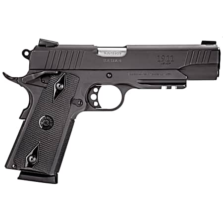 Taurus 1191101B1 1911  Full Size Frame 45 ACP 8+1 5 Matte Stainless Steel Barrel, Matte Black Serrated Steel Slide & Frame w/Beavertail & Picatinny Rail, Black Checkered Polymer Grip, Right Hand