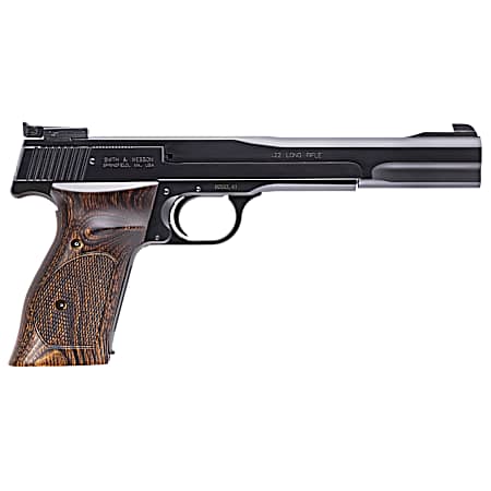 Smith & Wesson 130512 41  Full Size Frame 22 LR 10+1, 7 Blued Button Rifled Steel Barrel, Serrated Slide & Frame, Checkered Wood Target Grip