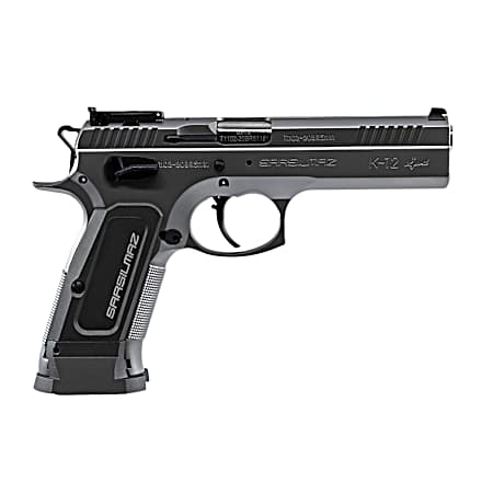SAR USA K12STSP K12 Sport 9mm Luger 17+1 4.70 Stainless Target Crown Barrel, Stainless Steel Serrated Slide, Stainless Steel Frame w/Beavertail, Gray Polymer Grip, Right Hand