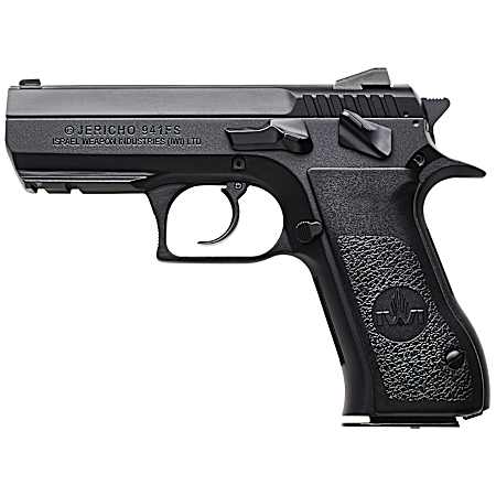 IWI US J941FS910ORP Jericho 941 Mid-Size Frame 9mm Luger 10+1 3.80 Black Chrome Lined Steel Barrel, Black Serrated Steel Slide & Frame w/Beavertail & Picatinny Rail, Black Textured Grips