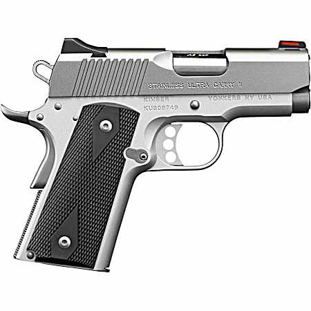 Kimber Mfg.,inc 3200062CA Stainless Ultra Carry II (CA) 45 ACP 7+1 3 Satin Silver Steel Slide Black Synthetic Double Diamond Checkering Grip
