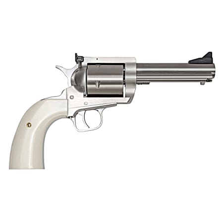 Magnum Research BFR44MAG5B6 BFR Short Cylinder 44 Rem Mag 6 Shot, 5 Brushed Stainless Steel Barrel, Cylinder  & Frame, White Polymer Grip, Hammer Safety, Exposed Hammer