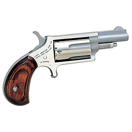 North American Arms 22M Mini-Revolver  22 WMR 5 Shot 1.63 Stainless Steel Barrel, Frame & Cylinder, Rosewood Grip Exposed Hammer