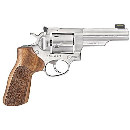 Ruger 1775 GP100 Match Champion 10mm Auto 6rd 4.20 Satin Stainless Half-Lug Barrel, Cylinder & Frame, Hogue Stippled Hardwood Grip, Transfer Bar Safety
