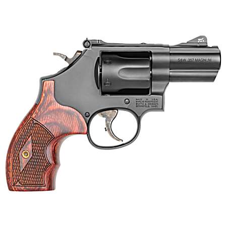 Smith & Wesson 13323 Model 19 Performance Center Carry Comp 357 Mag or 38 S&W Spl +P Blued Carbon Steel 2.50 PowerPort  Barrel, 6rd Cylinder & K-Frame, Tritium Front Night Sight, Custom Wood Grip