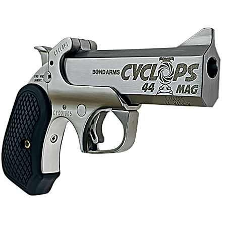 Bond Arms BACYP Cyclops Big Bore 44 Mag 1rd 4.25  Stainless Steel w/Engraved Barrel, Matte Stainless Frame, Black Extended B6 Resin Grip