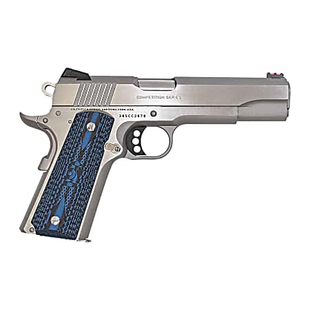 Colt Mfg O1073CCP Competition  38 Super 9+1 5 National Match Barrel, Stainless Steel Serrated Slide, Stainless Steel Frame w/Beavertail, Competition Blue G10 Grip