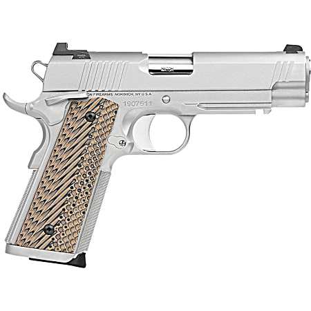 Dan Wesson 01809 Specialist Commander 45 ACP 8+1 4.25 Stainless Steel Barrel, Bead Blasted Serrated Stainless Steel Slide & Frame w/Beavertail & Picatinny Rail, Black/Brown G10 Grip, Ambidextrous