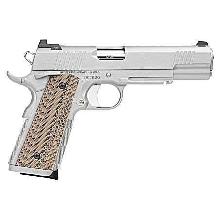 Dan Wesson 01815 Specialist  10mm Auto Caliber with 5 Barrel, 8+1 Capacity, Overall Stainless Steel Finish, Picatinny Rail & Beavertail Frame, Serrated Bead Blasted Slide & Black/Brown G10 Grip