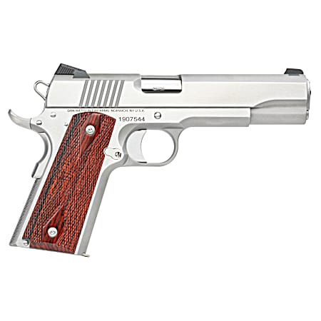 Dan Wesson 01889 Razorback  10mm Auto Caliber with 5 Match Grade Barrel, 8+1 Capacity, Overall Stainless Steel Finish, Beavertail Frame, Serrated Brushed Slide & Cocobolo Grip