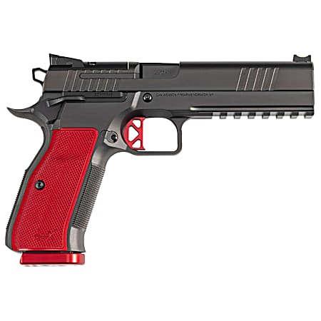 Dan Wesson 92003 DWX  9mm Luger 19+1 4.95 Black Match Grade Barrel, Black DLC Optics Ready Serrated Steel Slide, Black Aluminum Frame w/Beavertail & Picatinny Rail, Red Textured Aluminum Grip