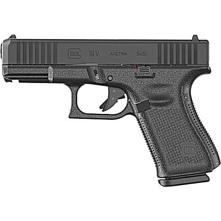 Glock PV1950201 G19 V Compact 9mm Luger 10+1 4.02 Black Barrel & Steel Serrated Slide, Black Polymer Frame w/Accessory Rail, Interchangeable Backstrap