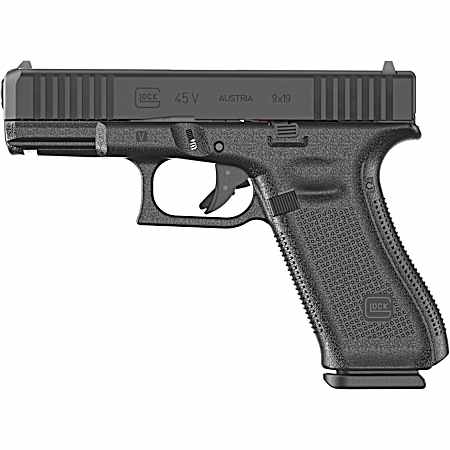 Glock PV4550201 G45 V Crossover 9mm Luger 10+1 4.02 Black GMB Barrel, Black nDLC Steel Serrated Slide, Black Polymer Frame w/Accessory Rail, Textured polymer Grip, Ambidextrous
