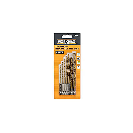 7 Pc. Impact Rated Hex Shank Titanium Drill Bit Set
