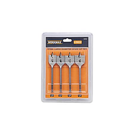 4 Pc. Threaded Large Diameter Spade Bit Set