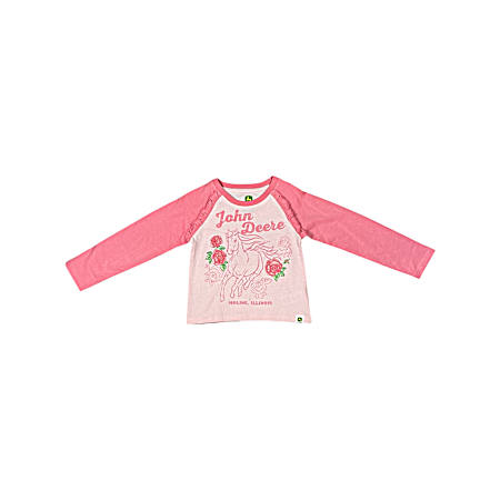 Toddler Girls' Pink Horse Ranch Long Sleeve Shirt