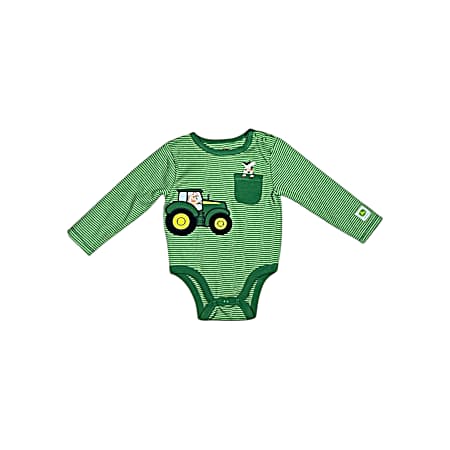 Infant Boys' Green Tractor Animals Long Sleeve Bodysuit