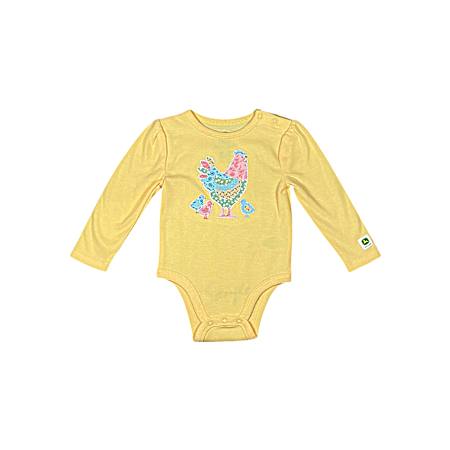 Infant Yellow Patchwork Chicks Long Sleeve Bodysuit