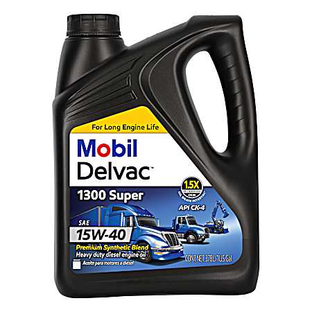Mobil Delvac 1300 Super Heavy-Duty Premium 15W-40 Synthetic Blend Diesel Engine Oil