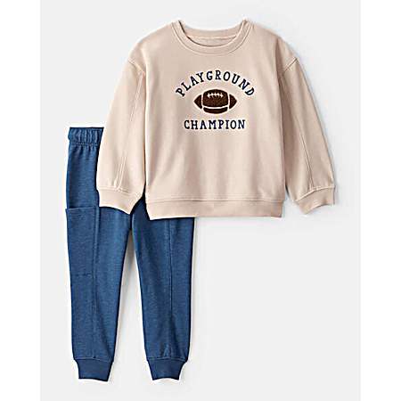 Toddler Boys' Ivory/Blue Football Set - 2 Pc