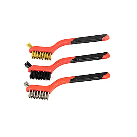 Multi Mini Brush Set - Nylon, Brass, Stainless Steel - 3 Pk