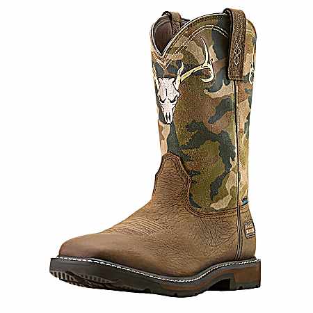 Men's Bruin Brown Camo GroundBreaker Antler H2O Safety Toe Boots