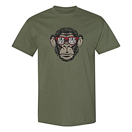 Men's Military Green Not My Circus Not My Monkeys Short Sleeve Shirt