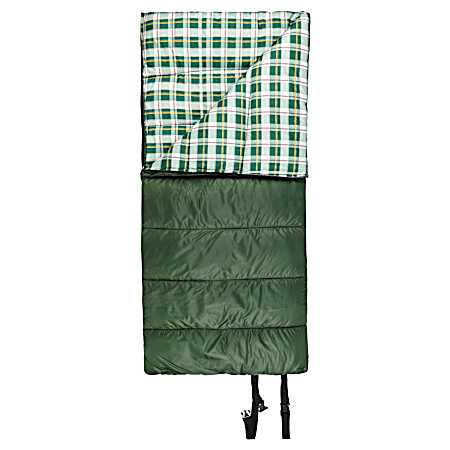 Evergreen Green & Green Plaid Sleeping Bag