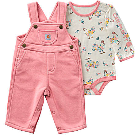 Infant Rosette Bodysuit & Fleece Overall Set - 2 Pc