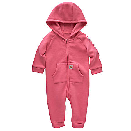 Infant Pink Lemonade Zip Front Hooded Coveralls