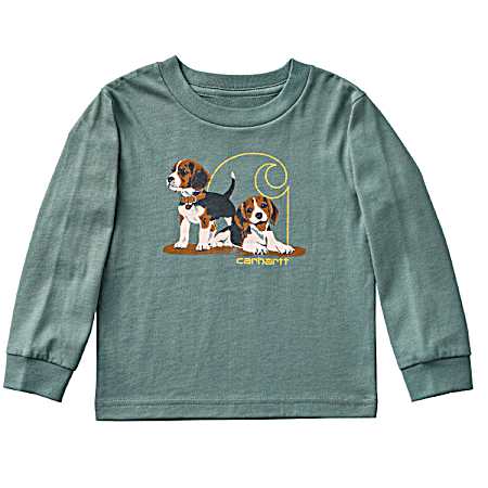 Toddlers Laurel Wreath Puppy Long Sleeve Shirt