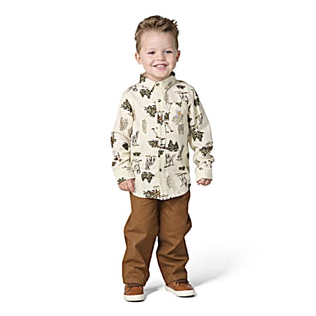 Toddler Flannel & Canvas Pant Set - 2 Pc