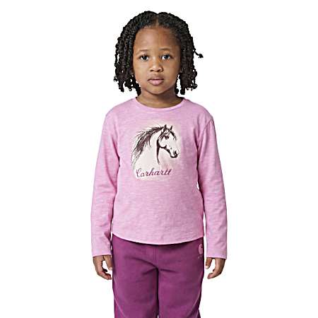 Toddlers Cashmere Rose Horse Long Sleeve Shirt