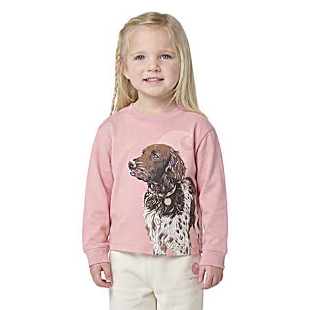 Toddlers Rosette Dog Long Sleeve Shirt