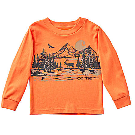 Little Kids Mandarin Orange Deer Long Sleeve Shirt