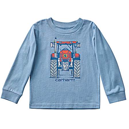 Little Kids Windward Blue Tractor Long Sleeve Shirt
