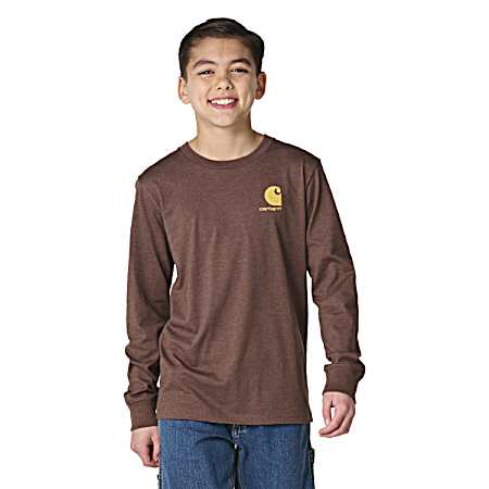 Kids Chestnut Heather Side By Side Long Sleeve Shirt